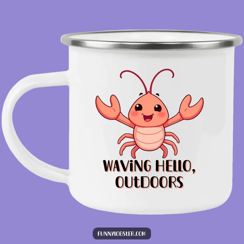 Funny Happy Lobster Wave Camping Mug - Enthusiastic Outdoor Adventure Gift