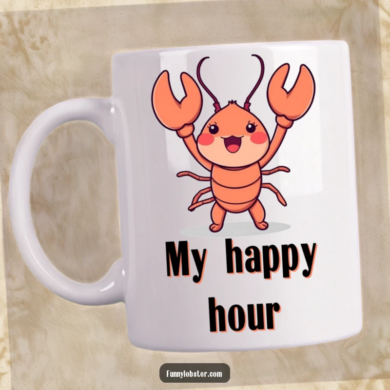Funny kawaii lobster joyfully waving claws in a silly dance, vibrant and full of personality, perfect for gifting.