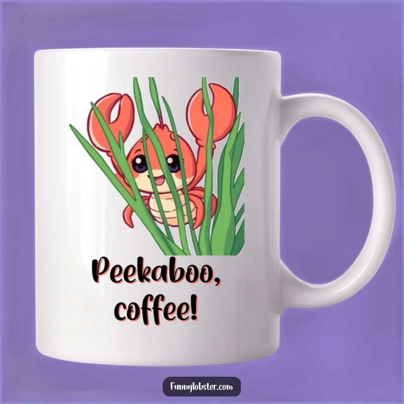 Funny Lobster Mug: Seaweed Peeker, Wide-Eyed Surprise, Perfect Humorous Gift