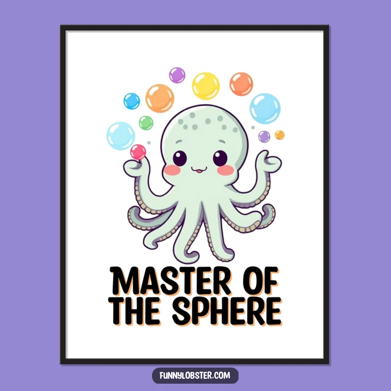 Funny Kawaii Octopus Bubble Digital Art: Instant Joy, Art Gift