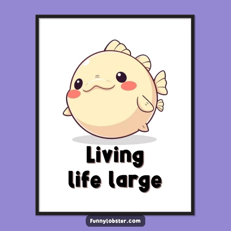 Funny Kawaii Pufferfish Digital Art: Instant Joy, Art Gift