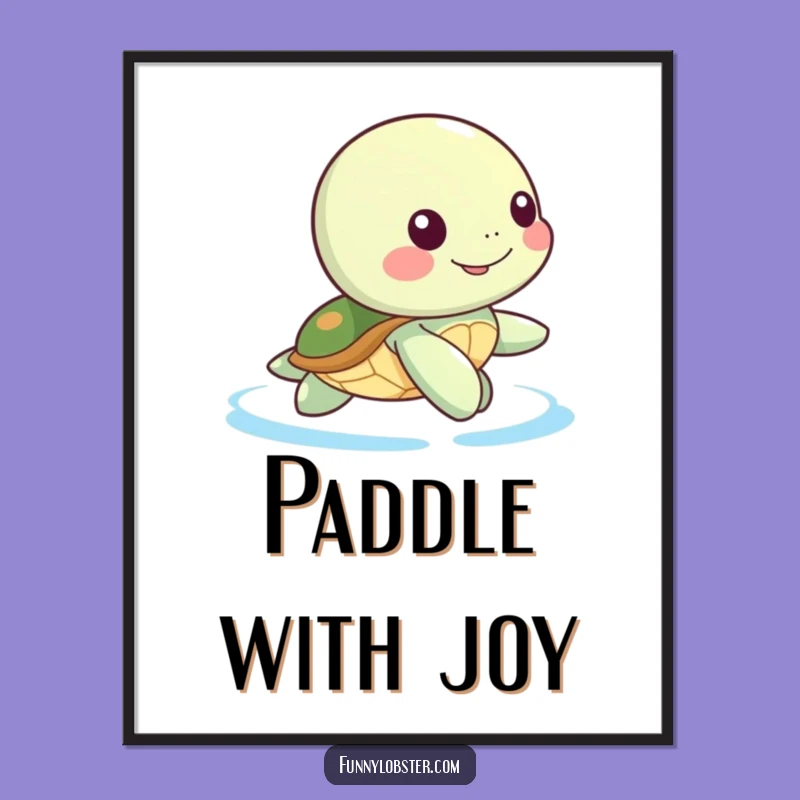 Funny Kawaii Turtle Digital Print: Paddle into Happy Decor