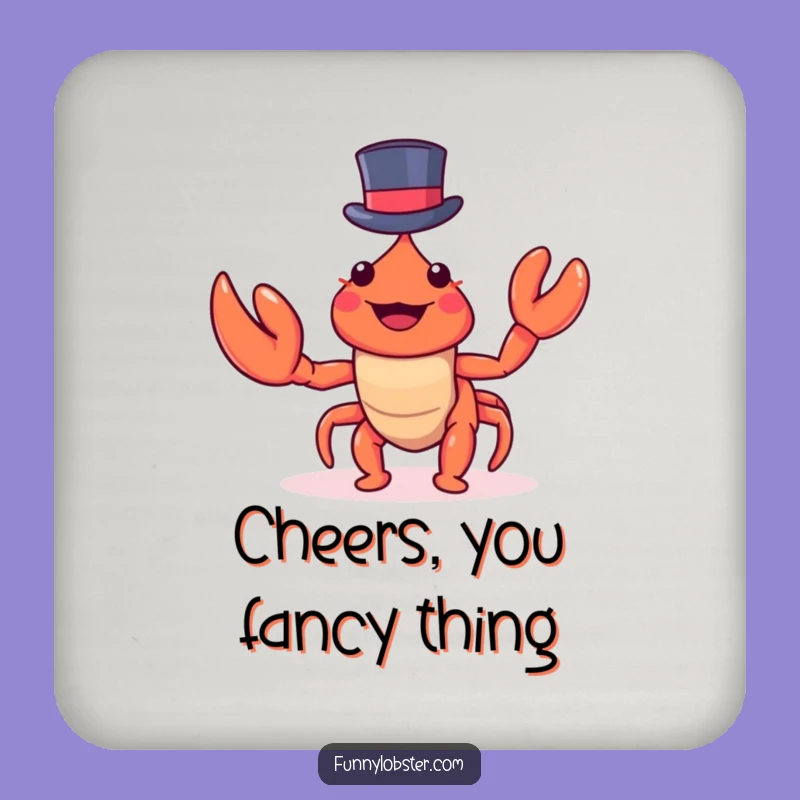 Funny Kawaii Lobster Top Hat Coaster: Dapper Drink Accessory, Hilarious Gift