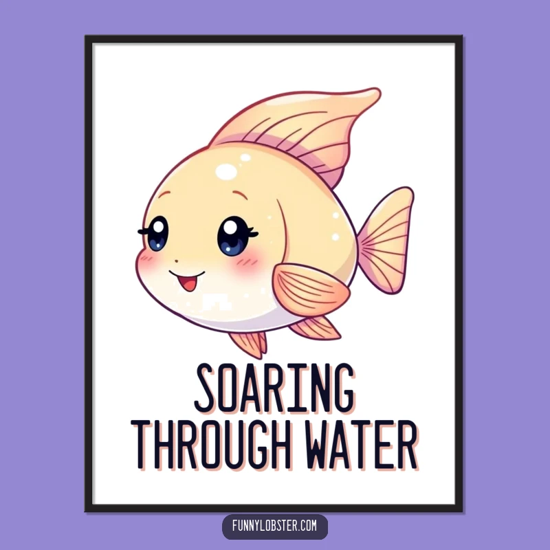 Funny Kawaii Angelfish Poster: Shimmering Fins for Playful Decor