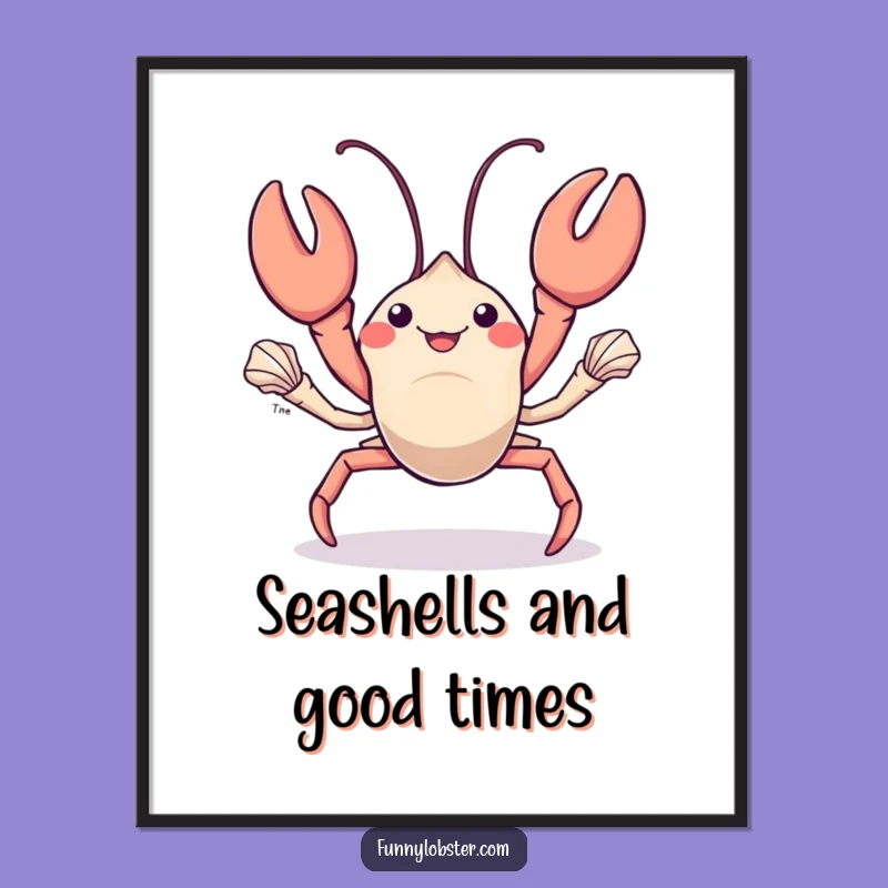 Funny Kawaii Lobster Juggling Poster: Skilled Art Print, Hilarious Humorous Gift