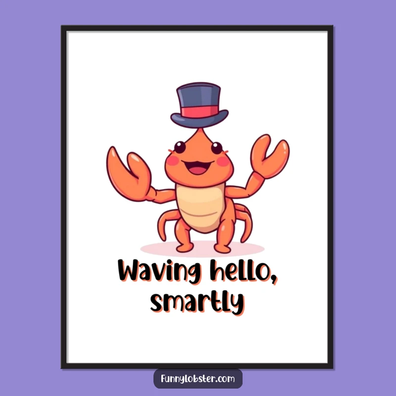 Funny Kawaii Lobster Top Hat Poster: Dapper Art Print, Hilarious Humorous Gift