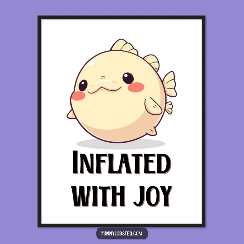Funny Kawaii Pufferfish Poster: Inflated Art, Cheerful Decor