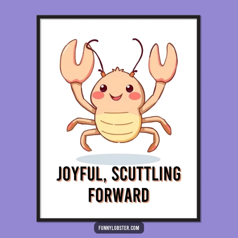 Funny Kawaii Lobster Scuttle Poster: Joyful Art Print, Hilarious Humorous Gift