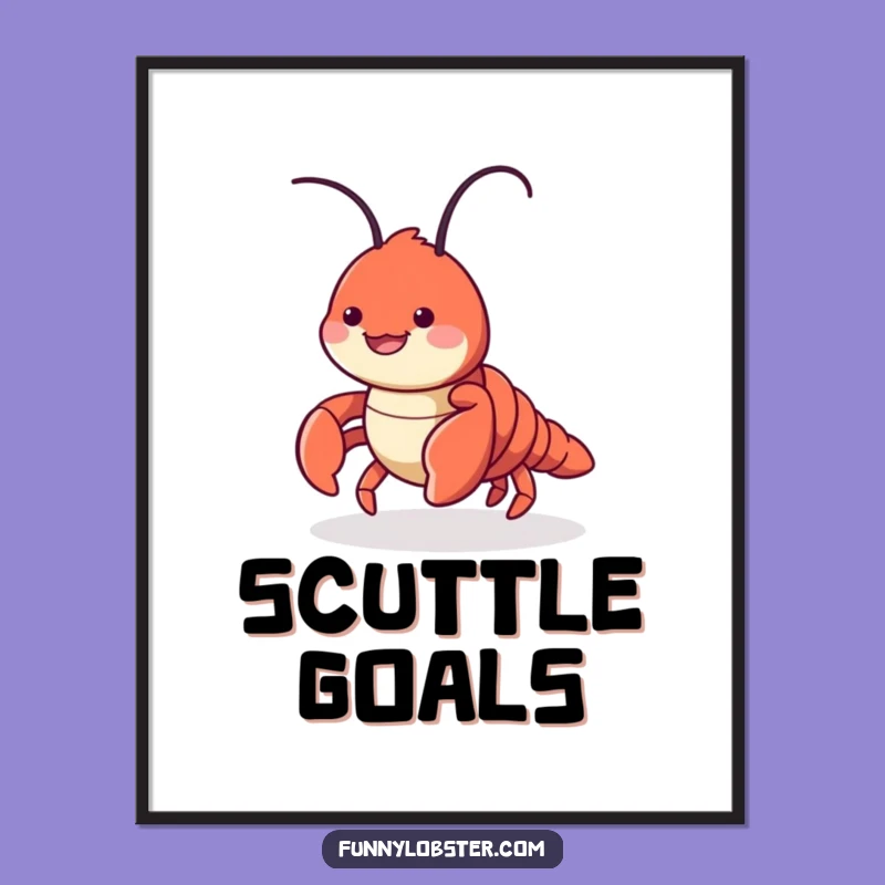 Funny Scuttling Lobster Poster - Playful Ocean Wall Art Gift
