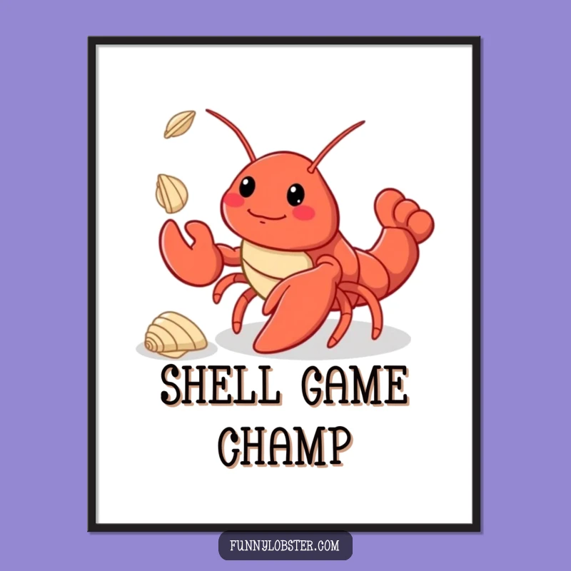 Funny Kawaii Lobster Juggling Poster: Charming Wall Art for a Playful Space