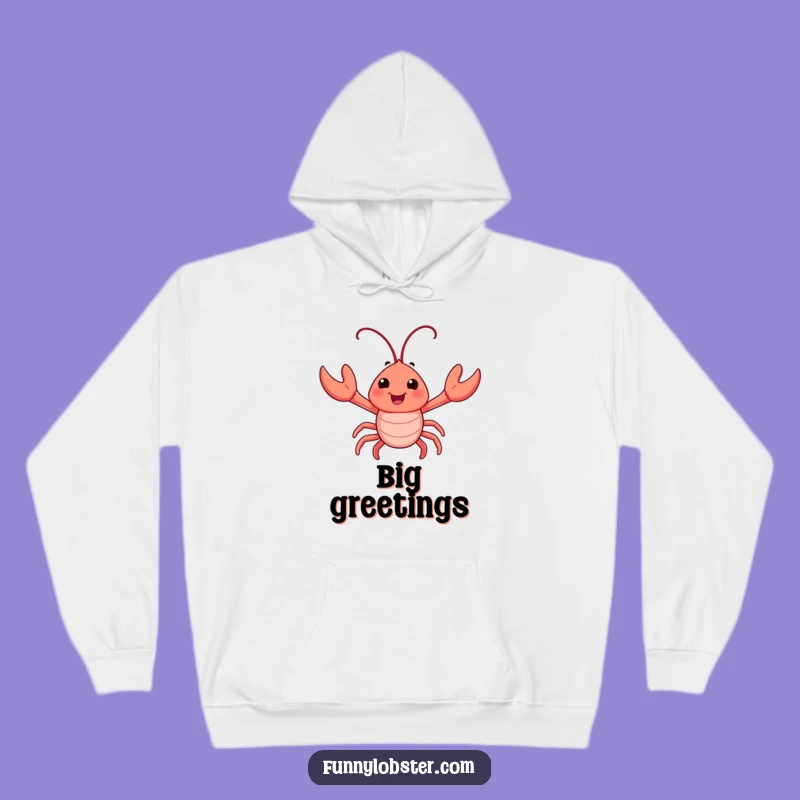 Funny Happy Lobster Wave Hoodie - Cozy & Enthusiastic Sea Wear Gift