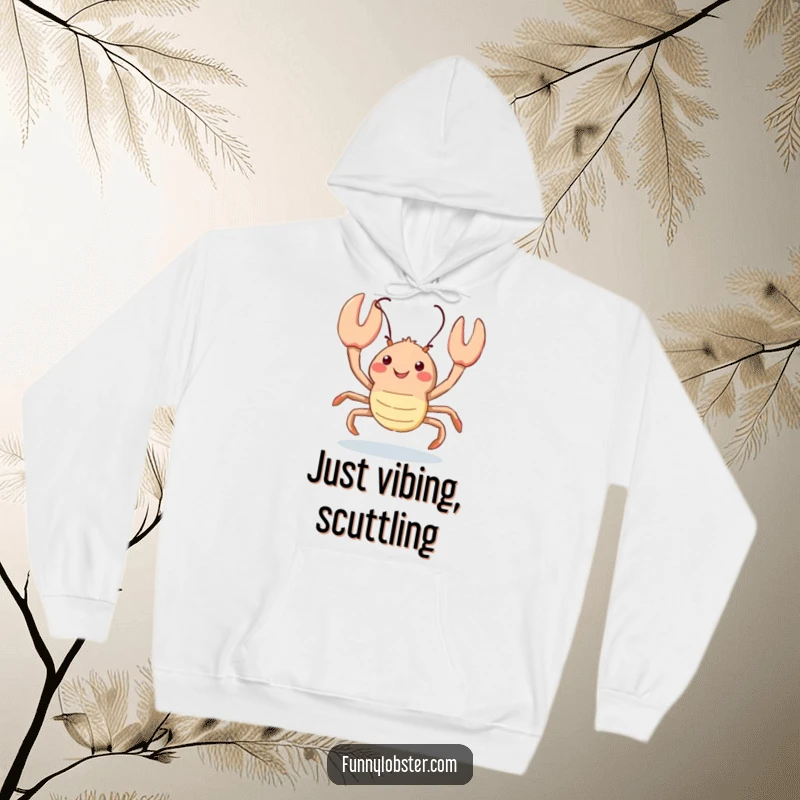 Funny kawaii lobster happily scuttles with a cheerful upward look, this hoodie brings cozy, playful humor.