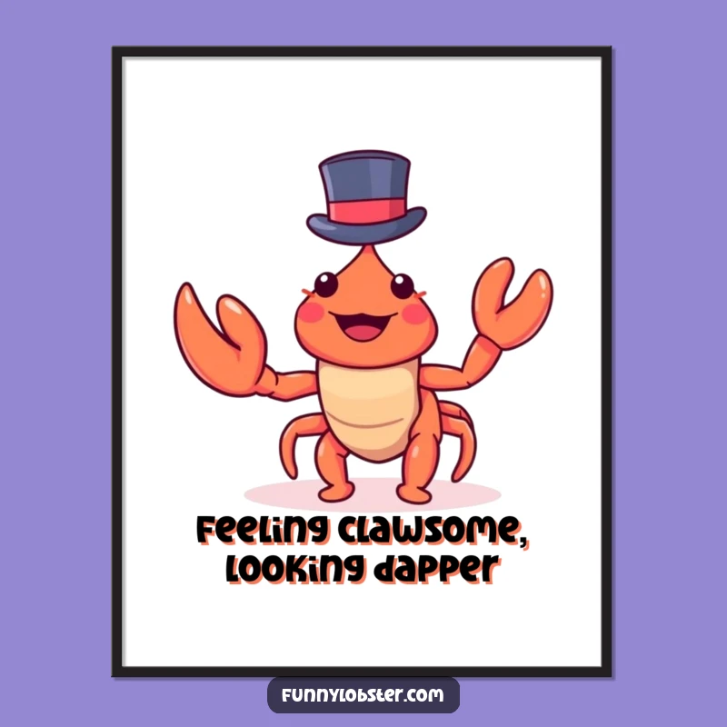 Free Printable Wall Art: Kawaii Lobster Top Hat Dapper Funny Downloadable Art
