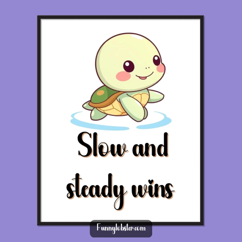 Free Printable Kawaii Turtle Art: Happy Paddle Funny Downloadable Decor!