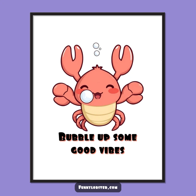 Free Printable Wall Art: Kawaii Lobster Bubble - Serene Downloadable Decor!