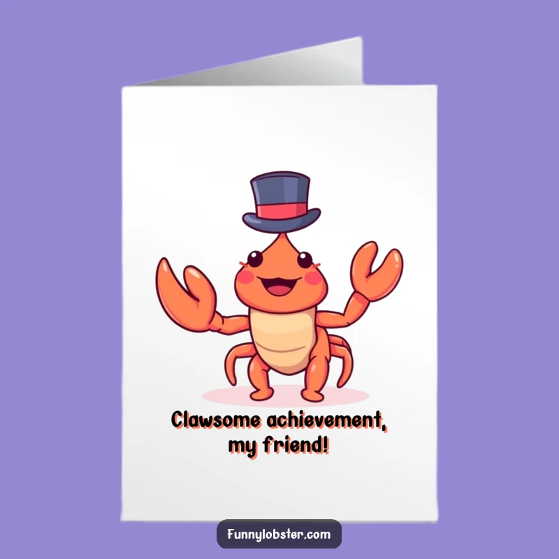 Free Printable Congrats Card: Kawaii Lobster Top Hat Winner Funny Downloadable Gift
