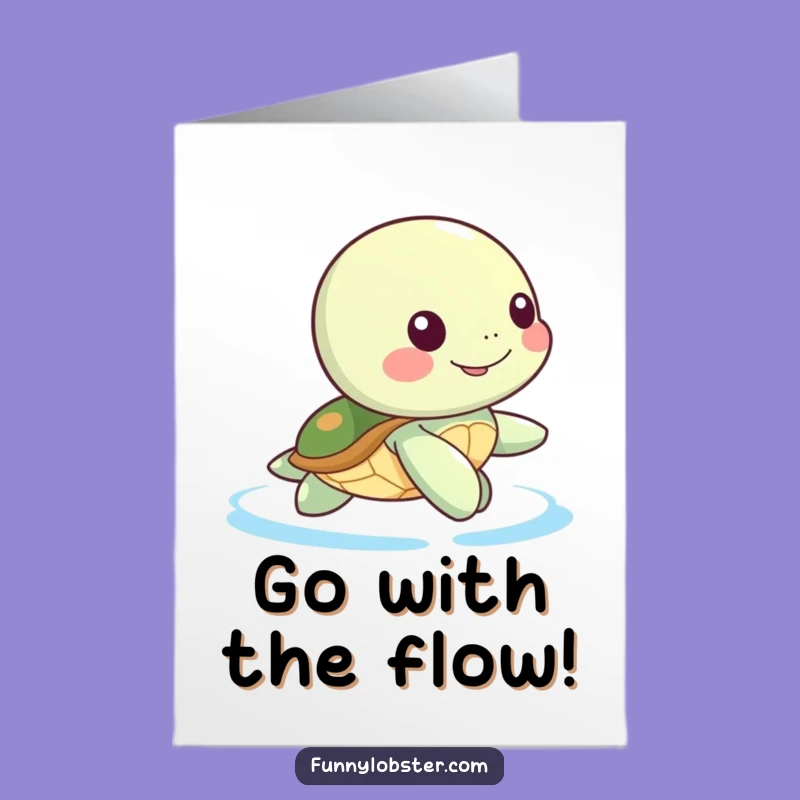 Free Printable Kawaii Turtle Congrats Card: Happy Paddle Downloadable Gift!