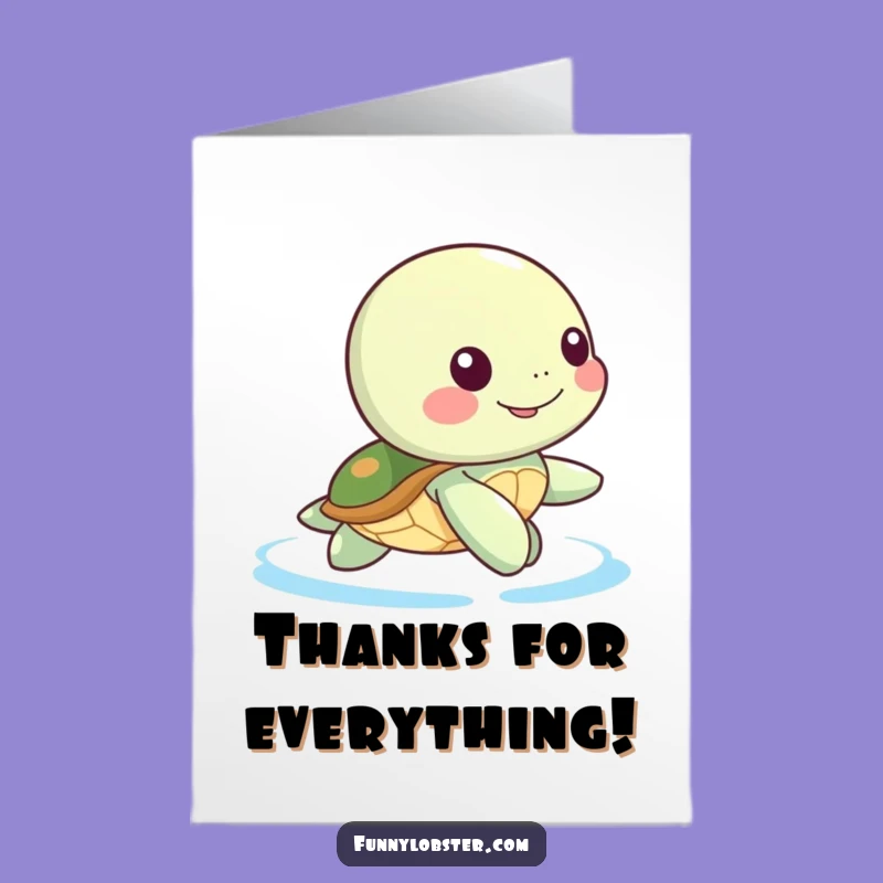 Free Printable Kawaii Turtle Thank You Card: Gentle & Funny Downloadable Gift!