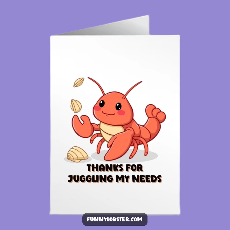 Free Printable Thank You Card: Kawaii Lobster Juggler - Grateful Downloadable!