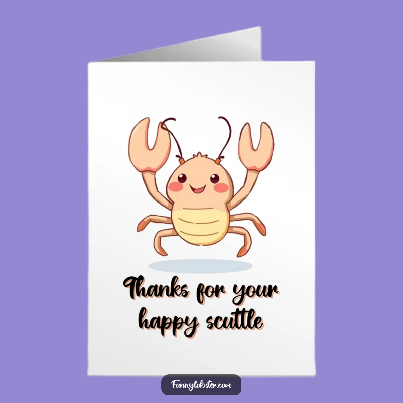 Free Printable Thank You Card: Kawaii Lobster Scuttle Thanks Funny Downloadable