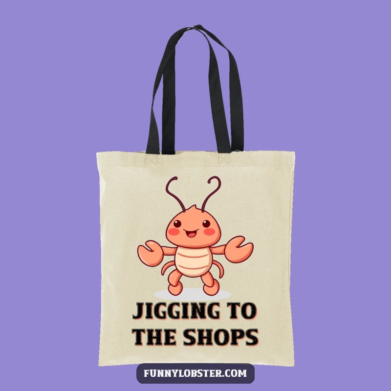 Funny Lobster Tote Bag: Dancing Jig, Groovy Style, Humorous Gift